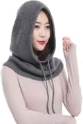 Dam Balaclava Huva Mössa Vinter Kasmirstickade Mössor Skidmask Skidmössa Utomhus (Mörkgrå) Dark Grey