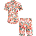 Pikkukuva 1 / 5: Miesten Havaiji-paita ja shortsit -setti Regular Fit lyhythihainen rento funky ranta flamingo paita setti L L Orange Flamingo