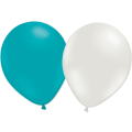Miniatyrbillede 1 af 5: 24 stk latex balloner hvid og turkis - 30 cm / 12" Multicolor