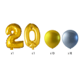 Miniatyrbillede 2 af 3: Balloner 20 års fødselsdagsfest - guld & sølv figurer, latex & folie, helium kvalitet, dekoration kit Multicolor