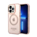 Guess Gold Outline Translucent MagSafe - Case for iPhone 14 Pro (Pink)