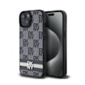 Miniatyrbild 1 av 2: DKNY Leather Checkered Mono Pattern & Printed Stripes - iPhone 15 Plus / 14 Plus Case (black)