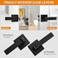 Miniatyrbilde 1 av 4: 2 Pakk Privacy Dørhåndtak, Matt Svart Design for Soverom og Bad