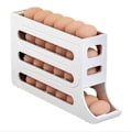Miniatyrbild 1 av 5: (Vit) Äggdispenser för kylskåp, Äggförvaring för kylskåp, 4-lagers automatisk rullande ägglåda, Kylskåpsförvaring, Äggdispenser, Rymmer 30 ägg