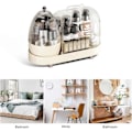 Miniatyrbillede 4 af 5: Makeup Organizer, 360 Graders Roterende Makeup Opbevaringsholder til Omklædningsrum Badeværelse (Cremet Hvid)