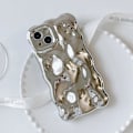 Pikkukuva 2 / 4: Hopea - iPhone 15 6,1 tuumaa, kihara aaltoileva kehys, iskunkestävä silikoninen erittäin kevyt ja ohut suojakuori, pehmeä 3D-muotoiltu puhelinkuoren puskurisuoja, estää kellastumista