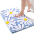 Miniatyrbilde 1 av 5: 40 x 60cm - Sklisikker badematte for baderom - Myk mikrofiber - Maskinvaskbar - Slitesterk - Superabsorberende - for stue, dusj - Hvit Floral P