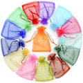 Miniatyrbillede 2 af 2: 50 stk. 6x9\" Organza Poser med Snøre, Assorterede Farver, til Festgaver