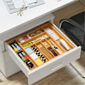 Miniatyrbillede 5 af 5: Udtrækkelig bestikbakke i bambus til køkkenredskaber og bestikorganisator 34,3-50,5 x 44,7 cm Gul