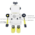 Miniatyrbild 3 av 5: Gul Robot Väckarklocka, Tyst Väckarklocka i Rostfritt Stål med Blinkande Lysande Ögon och Roterande Arm, Barnpresent