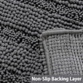 Miniatyrbild 2 av 5: Stor Grå Plysch Chenille Halkfri Tvättbar Super Vattenabsorberande Mjuk Badrumsmatta för Badrum 47x17