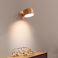 Miniatyrbillede 2 af 5: Magnetisk væglampe i træ, 360° roterbar LED væglampe USB genopladelig batteridrevet dæmpbar natlampe læselampe magnetisk skab