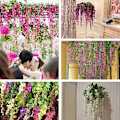 Miniatyrbillede 2 af 5: 12 stk./lot kunstig blomst dekoration til hjemmet hver buket 110cm kunstige silke Wisteria blomster til bryllupsdekoration hjemme Violet