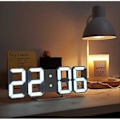 Miniatyrbild 5 av 5: LED Digital Väggklocka 3D Liten Väckarklocka Heminredning Tyst Dimbar Tidsminne 12/24 Datum Temperaturvisning Fjärrkontroll Nattlampa Kontor