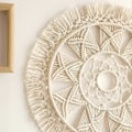 Pikkukuva 3 / 4: 15-tuumainen makramee-seinäkoriste kranssi - Boho Mandala -seinävaate kodin sisustukseen