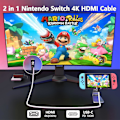 Pikkukuva 2 / 5: USB C - HDMI -kaapeli Nintendo Switchille/OLEDille, 3 in 1 -kaapeli 100 W PD:llä ja 4K HDMI:llä, tukee TV:tä/Steam Deckiä/kannettavaa tietokonetta/PC:tä, 2 m mustavalkoinen