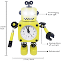 Miniatyrbild 2 av 5: Gul Robot Väckarklocka, Tyst Väckarklocka i Rostfritt Stål med Blinkande Lysande Ögon och Roterande Arm, Barnpresent