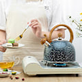Miniatyrbillede 4 af 5: 2,5L Vandkedel i Rustfrit Stål med Advarselsfløjte, Retro Stil med Praktisk og Ergonomisk Håndtag, Letvægt, Hurtig Opvarmning, BPA Fri, til Alle