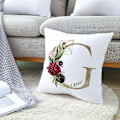 Miniatyrbilde 5 av 5: Pynteputetrekk Geometrisk Gull Engelsk Alfabet Ferskenhud Fløyel Putetrekk Firkantet Putetrekk Dekorasjon for Sofa Stue Soverom 18 x 18