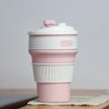 Miniatyrbild 4 av 5: Rosa Hopfällbar Vattenkopp Silikonkopp 350ml Praktisk Klämbar Vikbar Kaffekopp