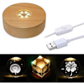 Miniatyrbillede 5 af 5: 4\" LED Træ Display Base til Krystaller Glas Kunst, Farverig Lys Krystal Display Base Stand med 6 LED'er