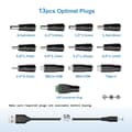 Miniatyrbillede 4 af 5: Powseed 5V Universal DC-strømkabel, USB til DC-opladerkabel med 13 adapterstik til webcam-router, optager, Bluetooth-højttaler, scanner, DVR, Ha