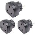 Miniatyrbillede 1 af 5: (3 stk., Sort) UK til EU/DE/FR/IT/ES Stikadapter, Elektronisk enhed 3-benet UK/HK/UAE til EU 2-benet hunadapter med sikkerhedslukker