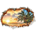 Miniatyrbild 1 av 5: 3D Väggdekoration SOLNEDGÅNGEN (60x90 cm) I självhäftande väggdekor landskap strand hav ocean palmträd I Dekoration för vardagsrum sovrum kök h