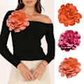 Miniatyrbild 2 av 5: (Grå) Stilfull Lapel Blomma Accessoar Trendig Satäng Blomma Broschnål Kragstift Ornament för Modeentusiaster Grå
