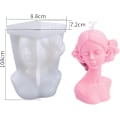 Miniatyrbillede 2 af 5: Silikone lysform, 3D kvinde med lukkede øjne - Silikoneform - Silikone lysform - DIY lysform - Til fremstilling af duftlys (A)