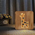Miniatyrbild 1 av 5: Giraff Träkonst Nattlampa Sovrum, Vardagsrum Dekoration Bordslampa