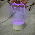 Miniatyrbilde 2 av 5: Transparent LED Nattlampe USB Nattlys, Slettbar Skrivebrett Skrivebordsdekorasjon Katt