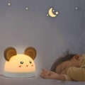 Miniatyrbillede 1 af 5: Børne Natlampe 2-i-1 Vækkeur og Bærbar Natlampe Silikone Sengelampe Justerbar Lysstyrke USB Genopladelig