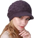 Stickad damhatt med skärm Stickade mössor Basker Mössa Varma skidmössor för vintern Purple(B)