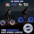 Miniatyrbillede 4 af 5: Blå pakke med 4 dæk LED cykelhjul lys med batterier inkluderet! Få 100% mere lys og synlighed fra alle vinkler for ultimativ sikkerhed
