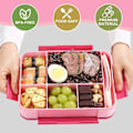 Miniatyrbillede 2 af 4: Inngly Madkasse til Børn med Rum - 1300ml BPA Fri Bento Madkasse Madkasse til Børn Lækagesikker med 5 Rum Snackboks br