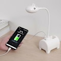 Miniatyrbilde 2 av 5: Rosa LED Skrivebordslampe for Barn, Trefarget Dimbar Skrivebordslampe, Berøringsbryter/USB-tilkobling/Pennholder, Leselampe for Barnerom, Studier, Arbeid