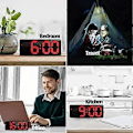 Miniatyrbild 5 av 5: Digital väckarklocka batteridriven, LED reseväckarklockor bredvid nätdriven icke-tickande med temperatur datum tid justerbar ljusstyrka för Ki