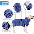 Miniatyrbillede 2 af 2: Vaskbar Mikrofiber Hundebadekåbe Hurtigtørrende Pyjamas Absorberende Håndklæde Kæledyrsfrakke (S, Blå)