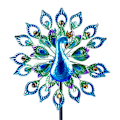 Pikkukuva 1 / 5: 164-tuumainen aurinkometallinen tuulimylly - Kinetic Peacock -puutarhaveistos