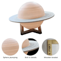 Miniatyrbilde 5 av 5: Saturn nattlampe med 16 farger og fjernkontroll/berøringskontroll, USB-oppladbar