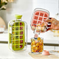 Miniatyrbillede 3 af 5: (Pink 800ml) 2 i 1 isterningebakke vandflaske med sugerør, berøringsfri nem frigørelse fryserflaske, isform vandflaske til juice kaffe