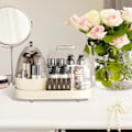 Miniatyrbillede 5 af 5: Makeup Organizer, 360 Graders Roterende Makeup Opbevaringsholder til Omklædningsrum Badeværelse (Cremet Hvid)