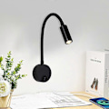 Miniatyrbillede 2 af 5: Sengelampe til læsning, væglampe 3W LED boglampe, væg natlampe LED fleksibel spotlight lampe