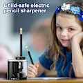 Miniatyrbillede 2 af 5: Elektronisk, batteridrevet blyantspidser, udskifteligt blad, elektrisk + manuel 2 tilstande elektrisk blyantspidser, sikker og skridsikker, bærbar, egnet
