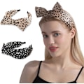 Miniatyrbilde 1 av 5: Hodebånd for kvinner, sateng hodebånd, hårbøyle med sløyfe, bånd for kvinner og jenter, hårtilbehør, leopardmønster, 2 stk - Kaffe & Svart
