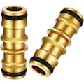 Miniatyrbilde 1 av 5: Pakke med messing hageslangekoblinger for hageslangekran (dobbel messingkobling)