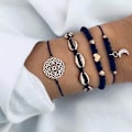 Miniatyrbillede 3 af 5: Sæt med 5 stjerner og måner Boho krystal- og ædelstensarmbånd, perlearmbånd, håndlavede armbånd til kvinder og piger