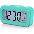 Miniatyrbild 1 av 4: Batteridriven digital väckarklocka för sovrum, LCD-skärm sängväckarklocka med snooze-funktion