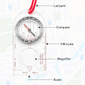 Miniatyrbild 2 av 5: Navigationskompass med justerbar snodd för vandring